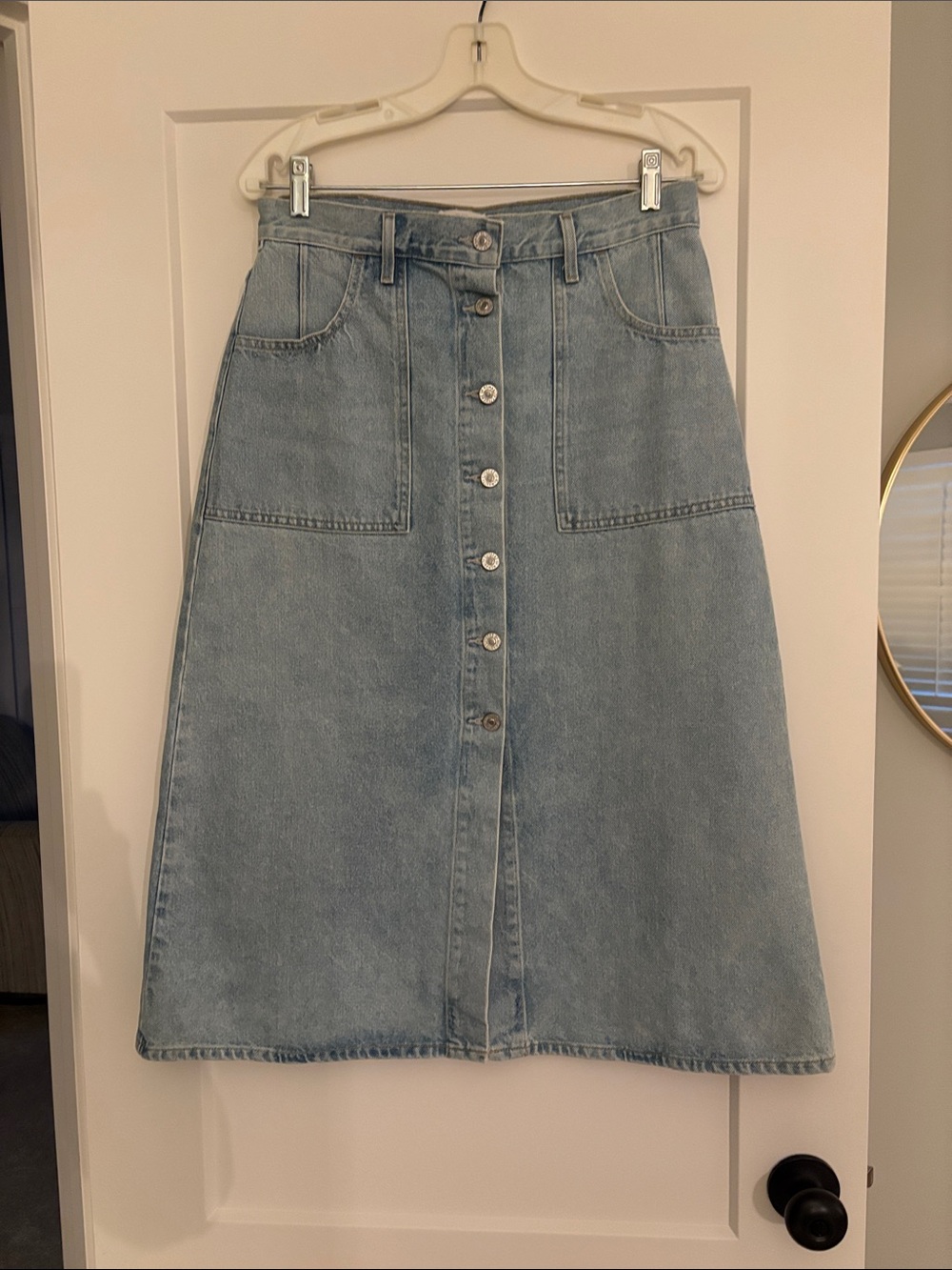 Citizens Of Humanity Light Blue Button-Front A-Line Denim Skirt